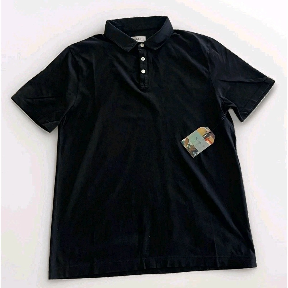WillBo Size Small Black Stretch Cotton Short Sleeve Polo Shirt‎ New